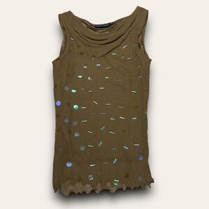 Vintage Silk Sequin Cowl Neck Top Size Medium 90s Fairycore Going Out